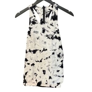 Zyia Active Black White Tie Dye Copper Charged Seamless Racerback Tank Top Small